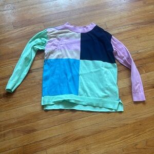 Lands End Color Block 100% Cotton Sweater